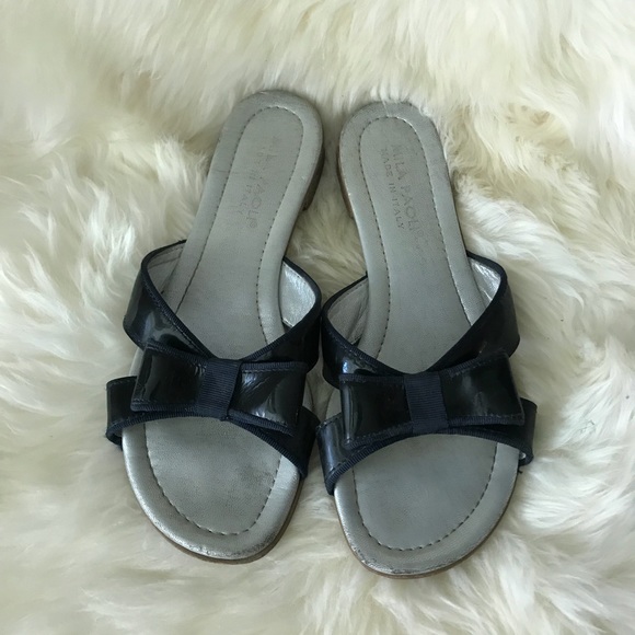 Mila Paoli Patent Leather Bowtie Sandals, Size 38 - Picture 4 of 5